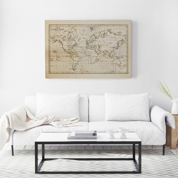 Canvastavla Gammal världskarta-0