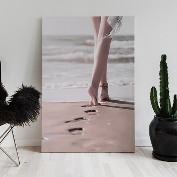 Canvastavla Fotsteg i sanden