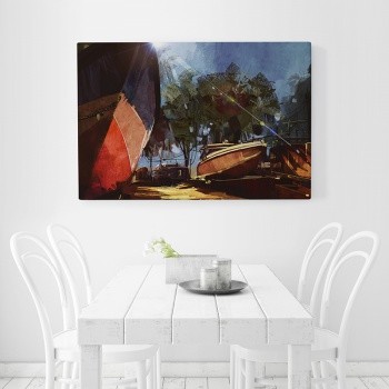 Canvastavla Målning av båtar-0