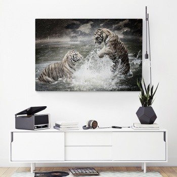 Canvastavla Tigrar bråkar